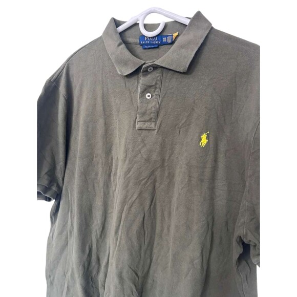 Polo Ralph Lauren Iconic Mesh Polo Shirt Mens XXL Olive Green Short Sleeves - Picture 4 of 7